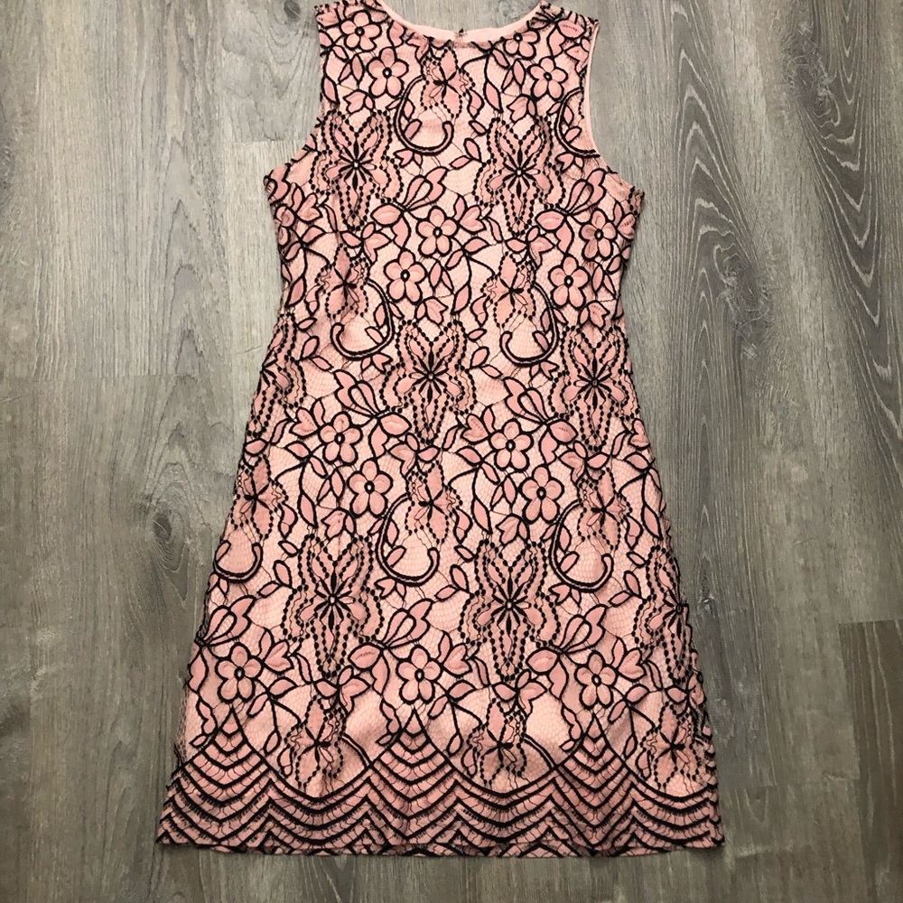 Coral and Black lace dress